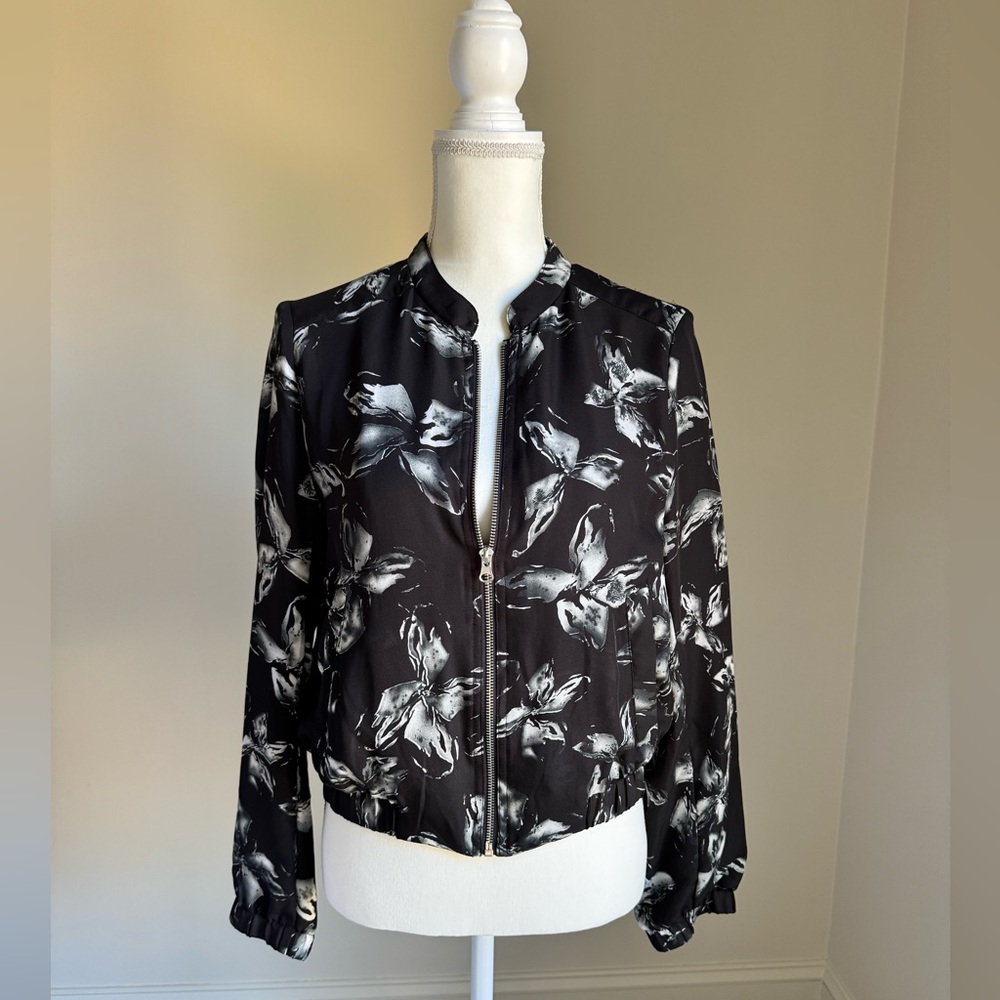 PREMISE STUDIO Black & Gray Lightweight Bomber Jacket or Top Sz S